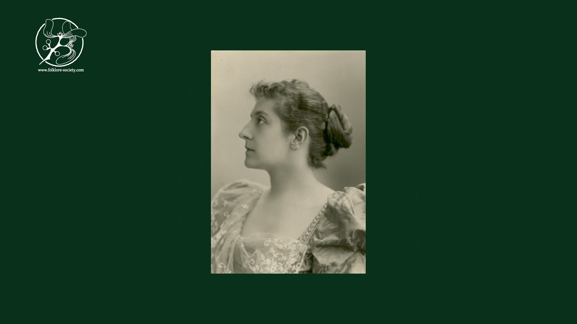 Studio portrait of Lucy Broadwood in profile and in evening dress